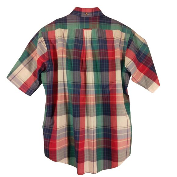 GANT shirt mens L Large Foxhunt plaid multicolor half short sleeve button - Picture 2 of 8